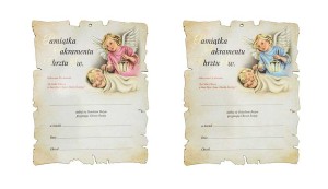 Pamiątka Chrztu Świętego - deseczka pergamin