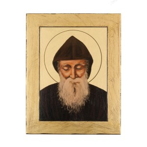 Ikona złota ramka Święty Charbel