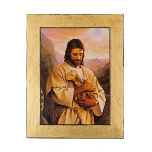 Ikona złota ramka Chrystus dobry pasterz