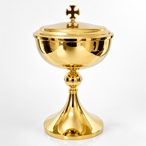 Puszka na komunikanty pozłacana gładka – klasyczne naczynie liturgiczne