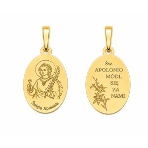 Medalik srebrny pozłacany Święta Apolonia