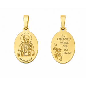 Medalik srebrny pozłacany Święty Anatol