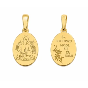 Medalik srebrny pozłacany Święty Eligiusz