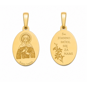 Medalik srebrny pozłacany Święta Joanna