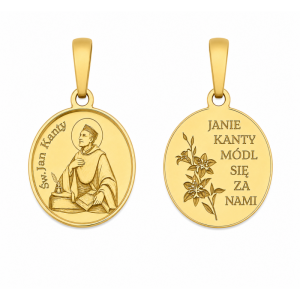 Medalik srebrny pozłacany Święty Jan Kanty