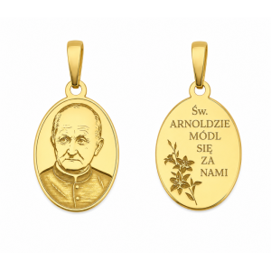 Medalik srebrny pozłacany Święty Arnold