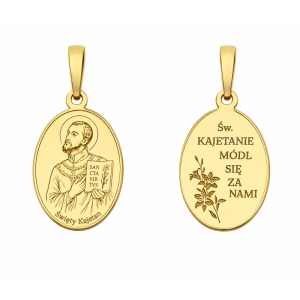 Medalik srebrny pozłacany Święty Kajetan