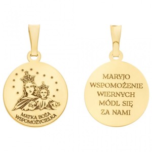 Medalik srebrny pozłacany Matka Boża Wspomożycielka