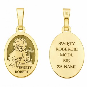 Medalik srebrny pozłacany Święty Robert