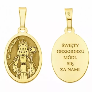 Medalik srebrny pozłacany Święty Grzegorz