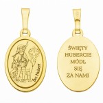 Medalik srebrny pozłacany Święty Hubert