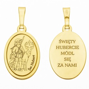 Medalik srebrny pozłacany Święty Hubert