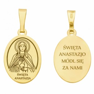 Medalik srebrny pozłacany Święta Anastazja