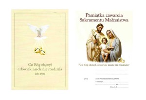 Dyplom - pamiątka zawarcia Sakramentu Małżeństwa