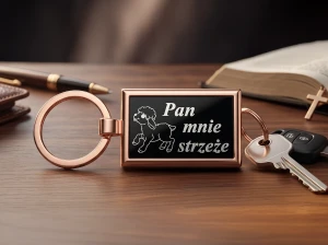 Brelok metalowy Pan mnie strzeże