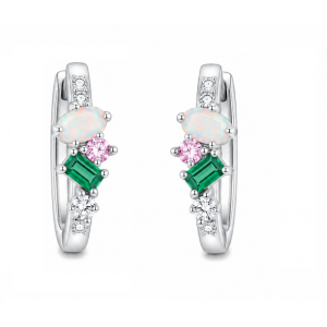 Kolczyki ze srebra z cyrkoniami i opalem