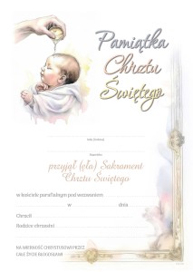 Pamiątka Chrztu Świętego - Dyplom / Obrazek pamiątkowy - 100 szt. (A5)
