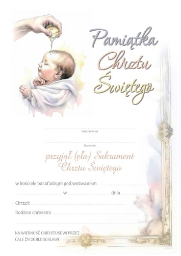 Pamiątka Chrztu Świętego - Dyplom / Obrazek pamiątkowy - 100 szt. (A5)