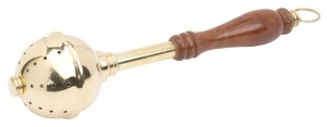 Kropidło liturgiczne mosiężne złocone 29 cm z drewnianą rączką