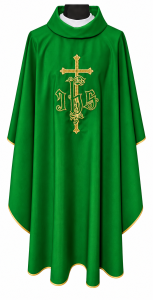 Ornat zielony z haftowanym IHS L104