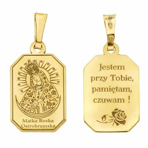 Medalik srebrny pozłacany Matka Boska Ostrobramska