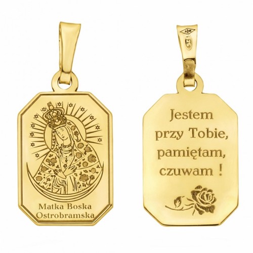 Medalik srebrny pozłacany MB Ostrobramska