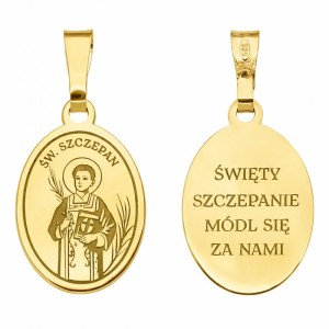 Medalik srebrny pozłacany Św. Szczepan 