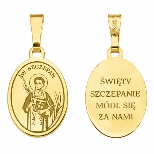 Medalik srebrny pozłacany św. Szczepan