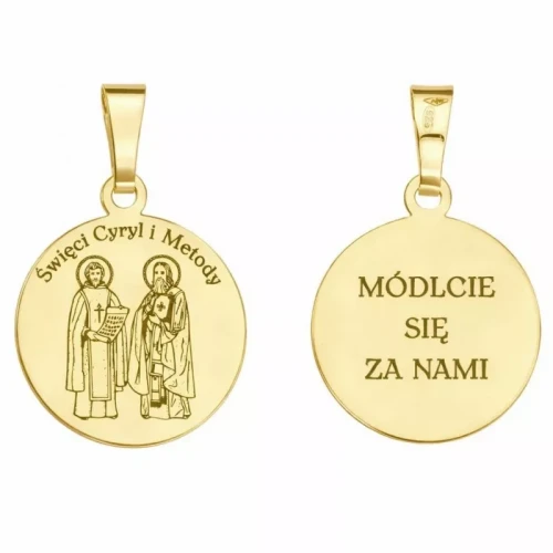 Medalik srebrny pozłacany Św. Cyryl i Metody