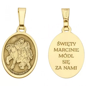Medalik srebrny pozłacany - Święty Marcin