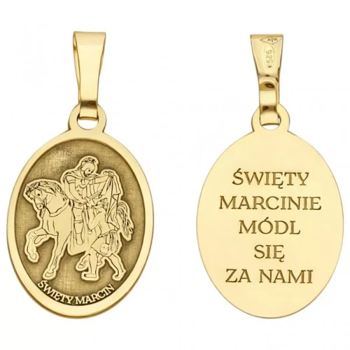 Medalik srebrny pozłacany święty Marcin