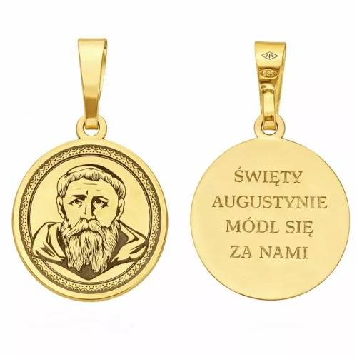 Medalik srebrny pozłacany św. Augustyn