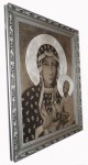 Obraz w ramie drewnianej ornament - Matka Boska Częstochowska