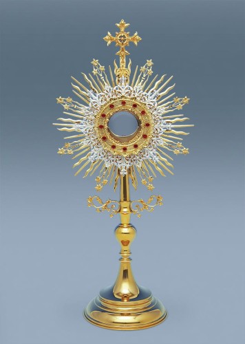 duża monstrancja pozłacana 24-karatowym złotem