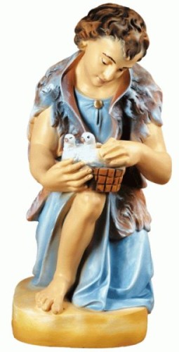 Pasterz z gołąbkami - figura do szopki 75cm/SI 308