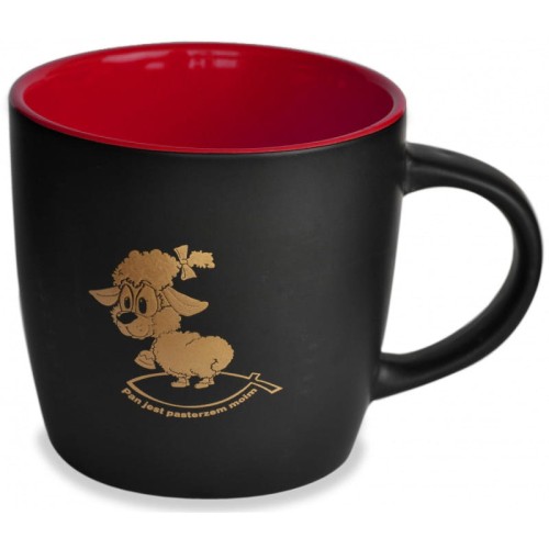 kubek porcelanowy czarny owieczka