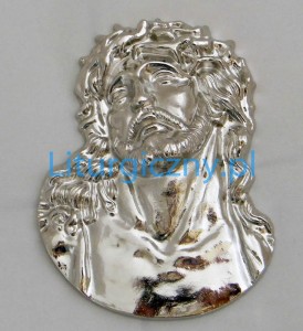 Głowa Chrystusa - niklowana płaskorzeźba odlewana w stali 