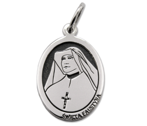 Medalik srebro 925 laser Święta Faustyna