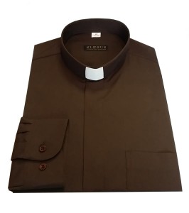 Koszula kapłańska w kolorze brązowym /KK23 WYPRZEDAŻ WZORU
