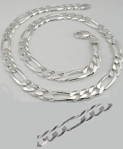 Łańcuszek ze srebra, pr. 925 figaro diamentowane 0,7 - różne długości