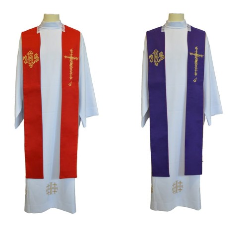 Stuła do koncelebry fioletowo-czerwona