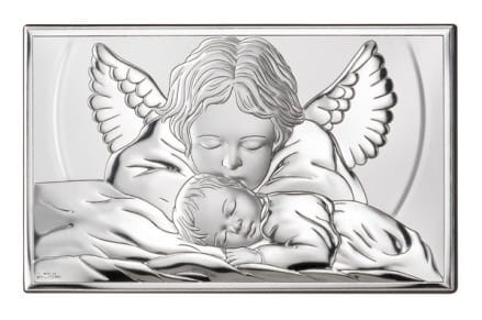 obrazek ze srebra z aniołkiem i dzieciątkiem