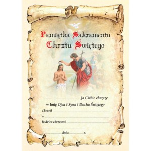 Pamiątka przyjęcia Sakramentu Chrztu Świętego