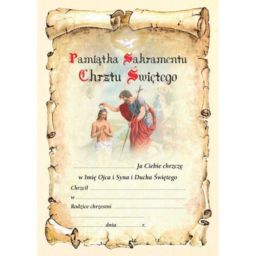 pamiątka sakramentu chrztu świętego