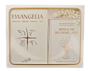 Pierwsza Komunia Święta (zestaw bordowy). Ewangelia, Różaniec, Modlitewnik