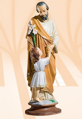 Święty Józef Opiekun figura z masy żywicznej - kolor naturalny 47 cm