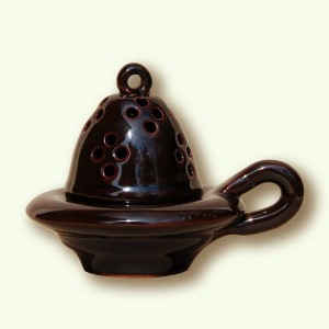 Kadzielniczka gliniana lustrowana ciemna