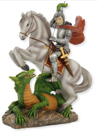 Figura z masy żywicznej, ręcznie malowana Święty Jerzy H104
