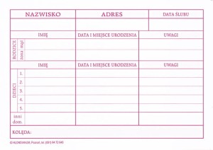 Karty kartoteki parafialnej (paczka 50 szt.) A6