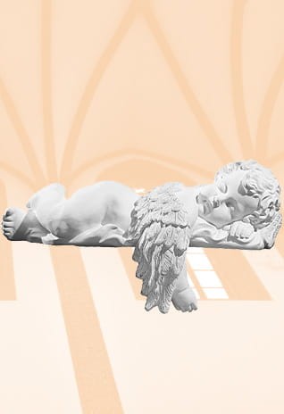  Śpiący aniołek ze skrzydełkiem do dołu - 43 cm -biały-1